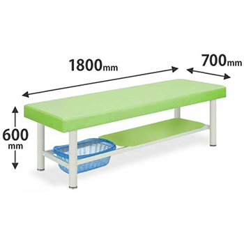 診察台カゴ付タイプ 幅1800奥行700高さ600 ライムグリーン
