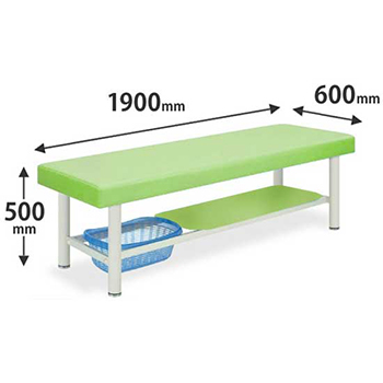 診察台カゴ付タイプ 幅1900奥行600高さ500 ライムグリーン