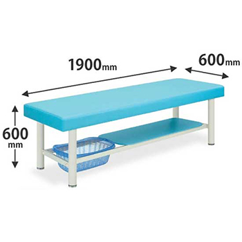 診察台カゴ付タイプ 幅1900奥行600高さ600 スカイブルー