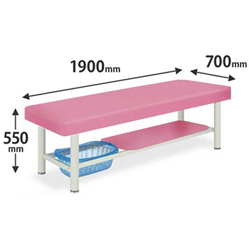 診察台カゴ付タイプ 幅1900奥行700高さ550 ピンク