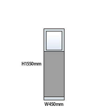 NP型パーティション上部ガラスタイプ 高さ1550 幅450 グレー