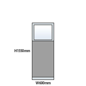 NP型パーティション上部ガラスタイプ 高さ1550 幅600 グレー