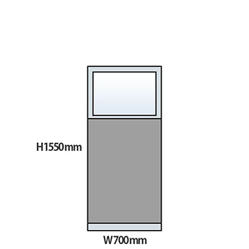 NP型パーティション上部ガラスタイプ 高さ1550 幅700 グレー