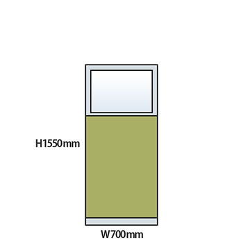 NP型パーティション上部ガラスタイプ 高さ1550 幅700 ライトグリーン