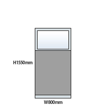 NP型パーティション上部ガラスタイプ 高さ1550 幅800 グレー