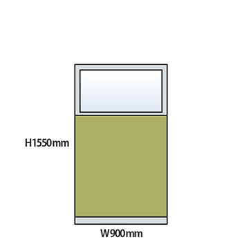 NP型パーティション上部ガラスタイプ 高さ1550 幅900 ライトグリーン
