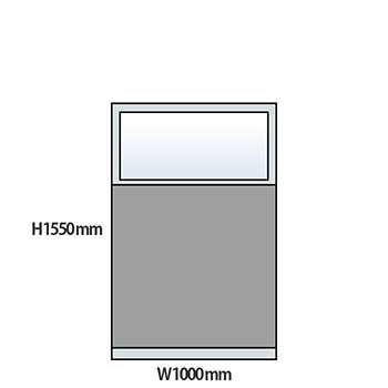 NP型パーティション上部ガラスタイプ 高さ1550 幅1000 グレー