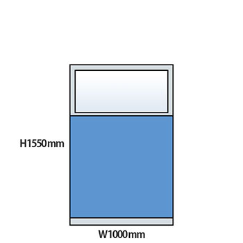 NP型パーティション上部ガラスタイプ 高さ1550 幅1000 ライトブルー