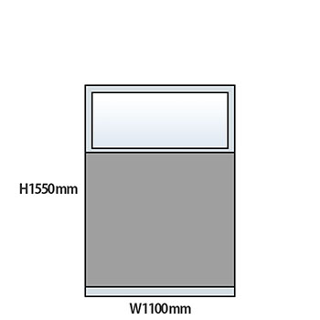 NP型パーティション上部ガラスタイプ 高さ1550 幅1100 グレー