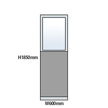 NP型パーティション上部ガラスタイプ 高さ1850 幅600 グレー