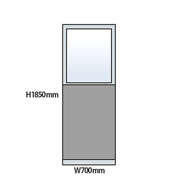 NP型パーティション上部ガラスタイプ 高さ1850 幅700 グレー