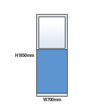 NP型パーティション上部ガラスタイプ 高さ1850 幅700 ライトブルー