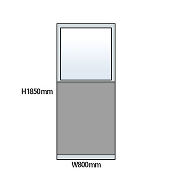NP型パーティション上部ガラスタイプ 高さ1850 幅800 グレー