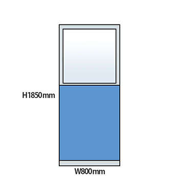 NP型パーティション上部ガラスタイプ 高さ1850 幅800 ライトブルー