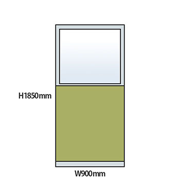 NP型パーティション上部ガラスタイプ 高さ1850 幅900 ライトグリーン