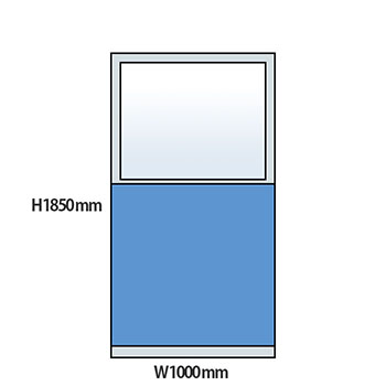 NP型パーティション上部ガラスタイプ 高さ1850 幅1000 ライトブルー
