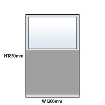 NP型パーティション上部ガラスタイプ 高さ1850 幅1200 グレー