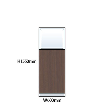 NP型パーティション上部ガラス木目タイプ 高さ1550 幅600 ウォールナット