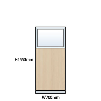 NP型パーティション上部ガラス木目タイプ 高さ1550 幅700 アッシュ