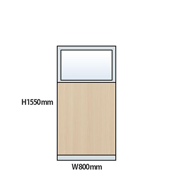 NP型パーティション上部ガラス木目タイプ 高さ1550 幅800 アッシュ