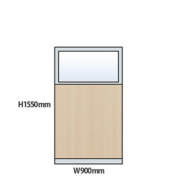 NP型パーティション上部ガラス木目タイプ 高さ1550 幅900 アッシュ