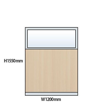 NP型パーティション上部ガラス木目タイプ 高さ1550 幅1200 アッシュ