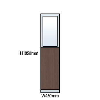 NP型パーティション上部ガラス木目タイプ 高さ1850 幅450 ウォールナット
