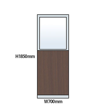 NP型パーティション上部ガラス木目タイプ 高さ1850 幅700 ウォールナット