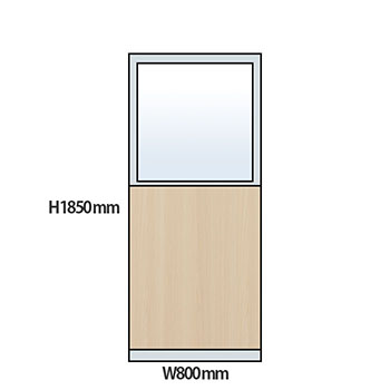 NP型パーティション上部ガラス木目タイプ 高さ1850 幅800 アッシュ