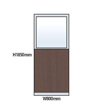 NP型パーティション上部ガラス木目タイプ 高さ1850 幅800 ウォールナット