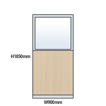NP型パーティション上部ガラス木目タイプ 高さ1850 幅900 アッシュ