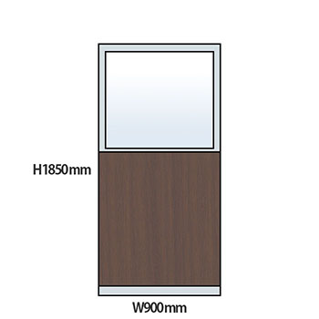 NP型パーティション上部ガラス木目タイプ 高さ1850 幅900 ウォールナット