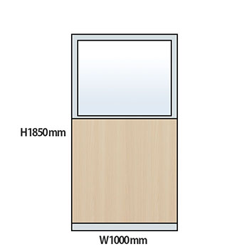 NP型パーティション上部ガラス木目タイプ 高さ1850 幅1000 アッシュ