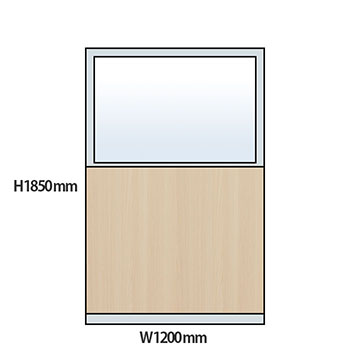 NP型パーティション上部ガラス木目タイプ 高さ1850 幅1200 アッシュ