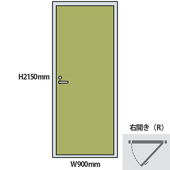 NP型パーティションドアパネル 右開き 高さ2150 幅900 ライトグリーン