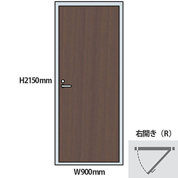 NP型パーティションドアパネル木目タイプ 右開き 高さ2150 幅900 ウォールナット