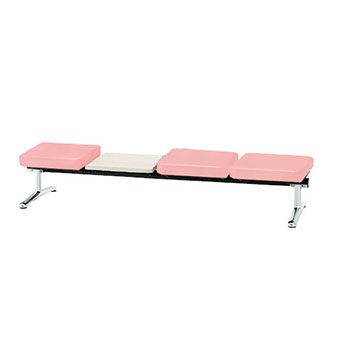 ロビーチェア シリーズ136 3人掛け テーブル付き ピンク