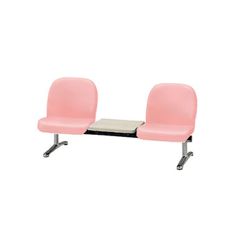 ロビーチェア シリーズ136 2人掛け 背付き・テーブル付き ピンク