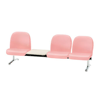 ロビーチェア シリーズ136 3人掛け 背付き・テーブル付き ピンク