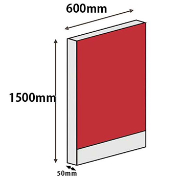 パーテーションLPX 高さ1500 幅600 レッド