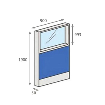 パーテーションLPX 上部ガラスパネル 高さ1900 幅900 ブルー
