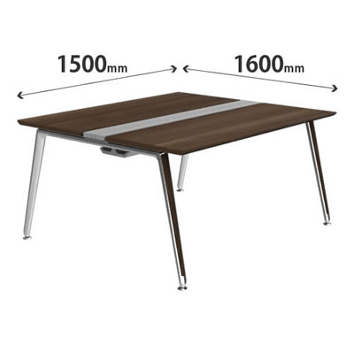 プリシード ユニットデスク 基本型 幅1500×奥行1600mm プライズウッドダーク ポリッシュ脚