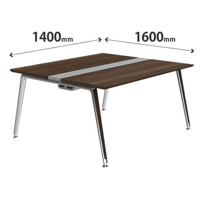 プリシード ユニットデスク 基本型 幅1400×奥行1600mm プライズウッドダーク ポリッシュ脚