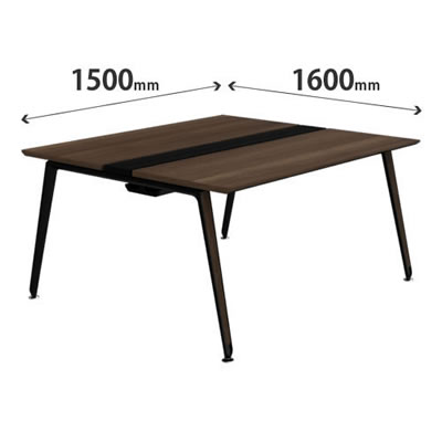 プリシード ユニットデスク 基本型 幅1500×奥行1600mm プライズウッドダーク ブラック脚