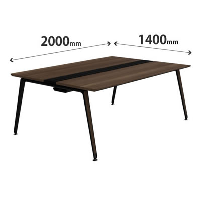 プリシード ユニットデスク 基本型 幅2000×奥行1400mm プライズウッドダーク ブラック脚