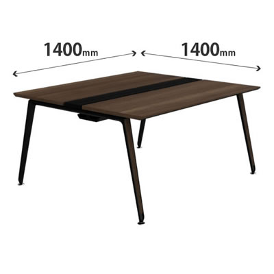プリシード ユニットデスク 基本型 幅1400×奥行1400mm プライズウッドダーク ブラック脚