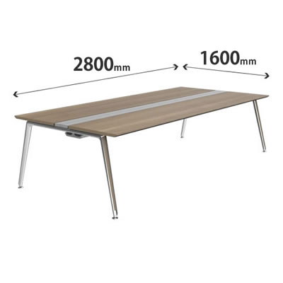 3A21AB-MBD2 プリシード ユニットデスク 基本型 幅2800×奥行1600mm プライズウッドミディアム ポリッシュ脚