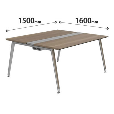 プリシード ユニットデスク 基本型 幅1500×奥行1600mm プライズウッドミディアム シルバー脚