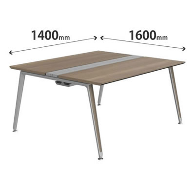 プリシード ユニットデスク 基本型 幅1400×奥行1600mm プライズウッドミディアム シルバー脚