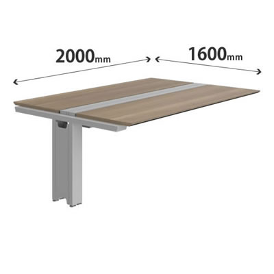 プリシード ユニットデスク 連結型 幅2000×奥行1600mm プライズウッドミディアム シルバー脚